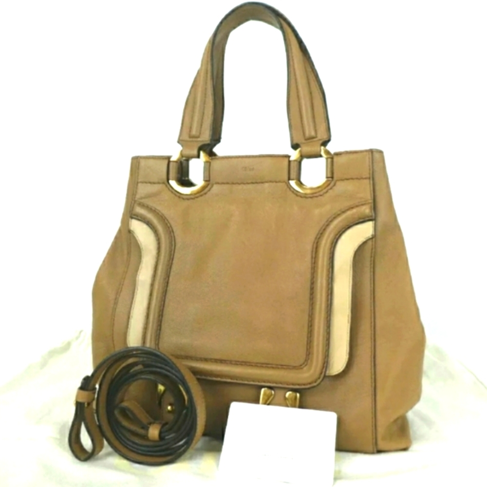 AUTHENTIC CHLOE 01-11-62 2WAY HAND BAG LEATHER